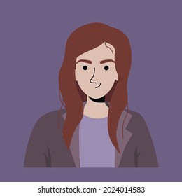 Flat avatar woman vector. Portrait persona for social networks