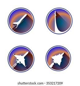 Flat Aviation Icon Set . Vector images are isolated on a white background.