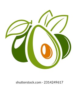 Flaches Avocado-Symbol einzeln auf weißem Hintergrund. Vektorgrafik