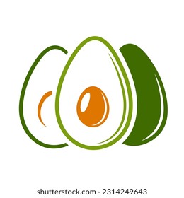 Flat avocado icon isolated on white background. Vector illustration