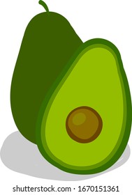 Flat avocado, illustration, vector on white background.