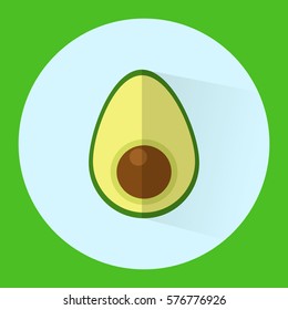 Flat Avocado isolated with blue and green background, vector illustration