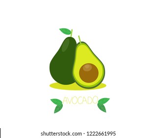 Flat Avocado on white background. 
