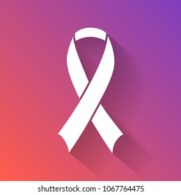 flat awareness ribbon with shadow isolated on a gradient background