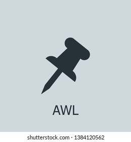 Flat awl vector icon. Awl illustration for web, mobile apps, design. Awl vector symbol.