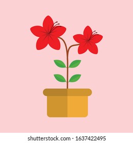 Flat Azalea Flower Vector, Art Vector, Flower Icon Logo Design