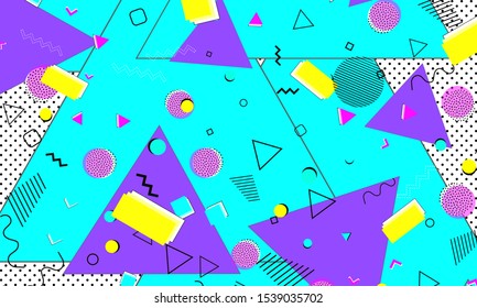 Flat Azure Elements. 90s Print. Doodle Backdrop. Yellow Fashion. Color Texture. Lavender Funky Artwork. Ultramarine Banner. Line Poster.