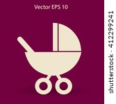 Flat baby carriage vector icon.