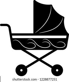 Flat baby carriage vector icon.