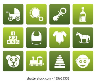 Flat baby and children icons - vector icon set