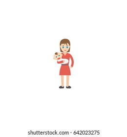 Flat Baby Element. Vector Illustration Of Flat Mam Isolated On Clean Background. Can Be Used As Mother, Baby And Mom Symbols.