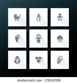 Flat baby icon set - vector illustration