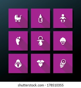 Flat baby icon set - vector illustration