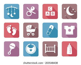 Flat baby icons, modern design