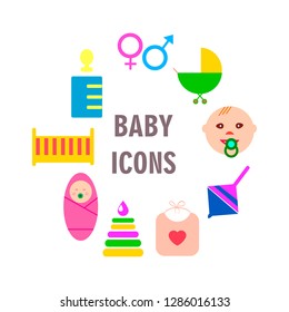 Flat baby icons set Vector illustration