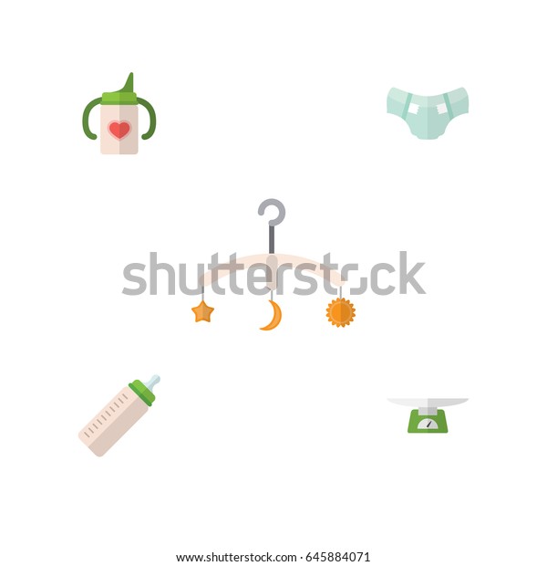 Flat Baby Set Feeder Nappy Mobile Stock Vector Royalty Free