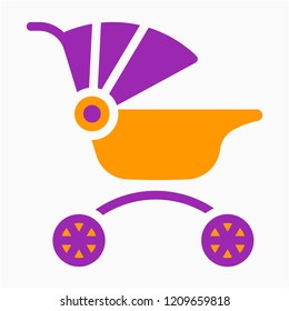 Flat baby stroller pixel perfect vector icon