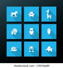 Flat baby toy icon set - vector illustration