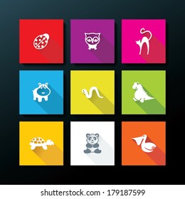 Flat baby toy icon set - vector illustration