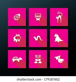 Flat baby toy icon set - vector illustration
