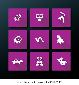 Flat baby toy icon set - vector illustration