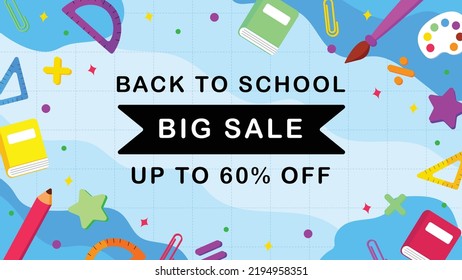 Flat back to school big sale banner template