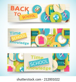 flat back to school horizontal banners concept. Vector illustration design