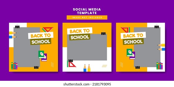 Flat Back To School Social Media Posts Template Collection