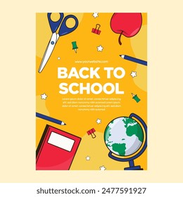 Flat back to school vertical poster template back to school poster