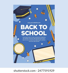 Flat back to school vertical poster template back to school poster