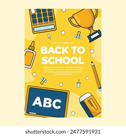 Flat Back to School vertikales Poster Vorlage Back to School Poster