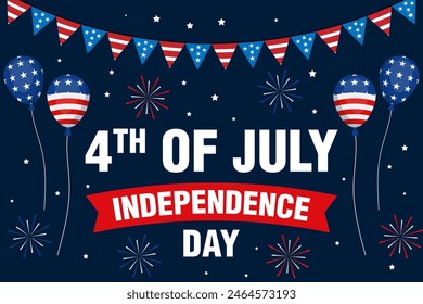 flat background for American 4th of July Independence Day celebrate