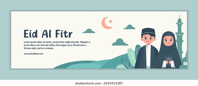 Flat background banner for islamic ramadan celebration