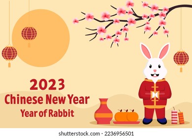 fondo plano para el año nuevo chino con conejo