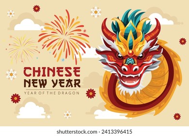 Flat Background For Chinese New Year Festival Vector Illustration