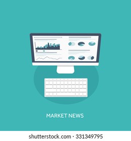 Flat background. Coding and programming. SEO. Search engine optimization. App development and creation. Software and program code. Web design.