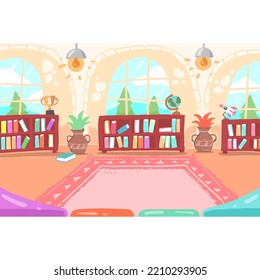 flat background of colorful library