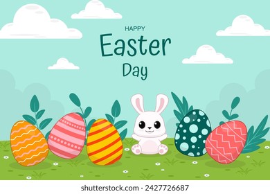 Flat background design for easter celebration