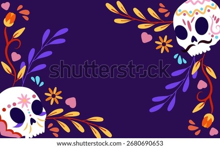 Flat background for dia de muertos celebration