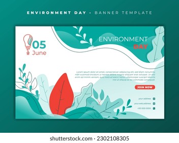 Flat background in green and red concept design for environment day template