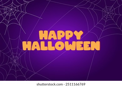 Flat background for Happy Halloween celebration spider web.