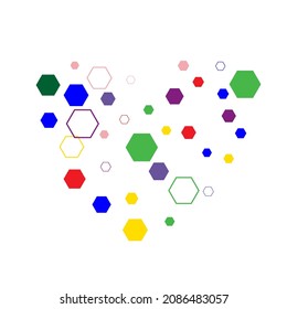 Flat background with hexagonal pattern.  Blur background with colorful hexagons. 