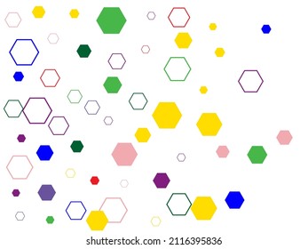 Flat background with hexagonal pattern. Colorful hexagon background.