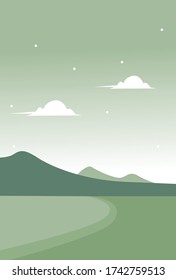 flat background and illustration of mountain scenery