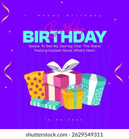 Flat Background Social Media Template for Happy Birthday Celebration

