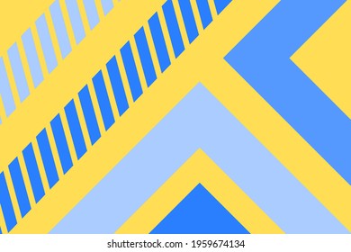 Flat background with triangles and stripes in yellow and blue