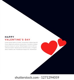 flat background with two hearts and text space for valentines day