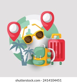 Flat background for vacation. Vector illustration