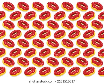 Flat Background Vector Illustration of Fast Food. Seamless Pattern of Donut. Suitable for Junk Food Design backgrounds, Website, Banner. Fat Meal Food Template for Restaurant Menu. 