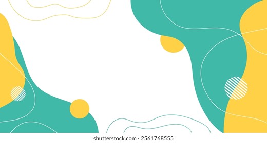 Flat Background White with Green and Yellow liquid shape